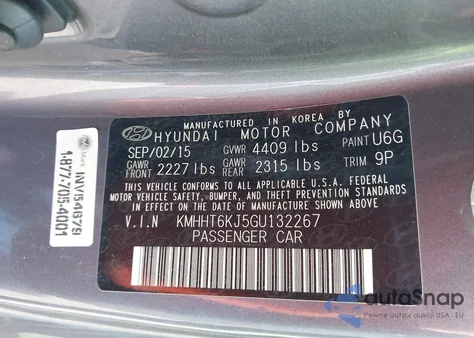 2016 Hyundai Genesis 3.8 Base из США, поврежденный, VIN KMHHT6KJ5GU132267